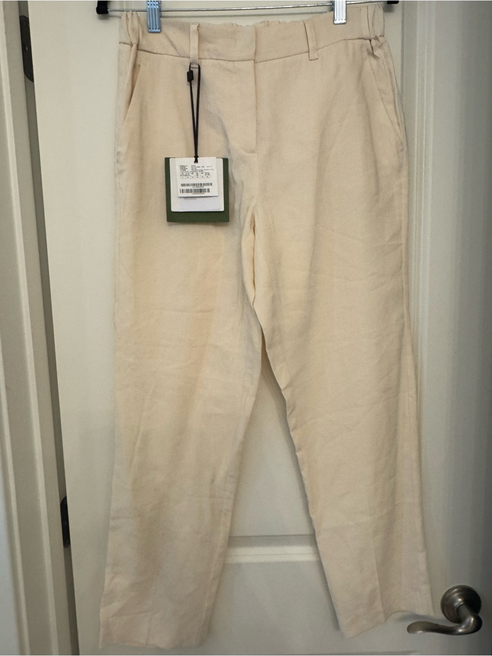 Marella Cream Linen Casual Trousers - Classic Straight Fit NWT